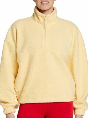 DSG Cozy Half-Zip Sherpa Pullover in Pale Yellow